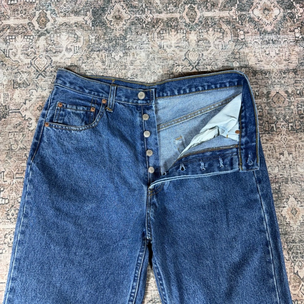 Vintage 90s Levis 501xx Button Fly Blue Jeans Size 33x34 Made In USA